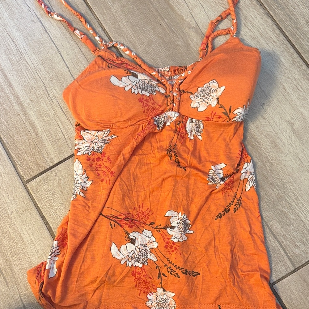 Y2K style Floral Orange tank top